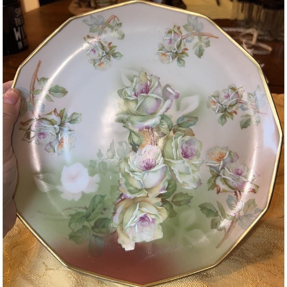 Antique 1900 Royal Innsbruck Vienna Porcelain Plate MZ Austria Cabbage Roses